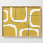 Retro Loops and Dots Midcentury Modern Pattern in Light Mustard, White, and Navy Blue Serving Tray Gallery Image 1