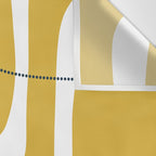 Retro Loops and Dots Midcentury Modern Pattern in Light Mustard, White, and Navy Blue Wall Tapestry Gallery Image 3