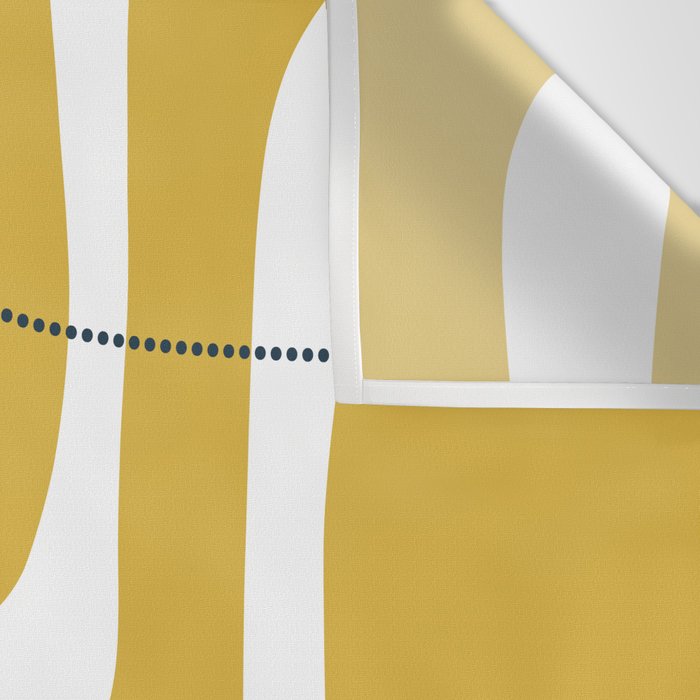 Retro Loops and Dots Midcentury Modern Pattern in Light Mustard, White, and Navy Blue Wall Tapestry Gallery Image 3