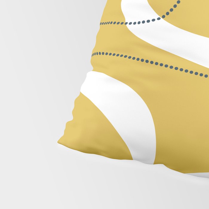 Retro Loops and Dots Midcentury Modern Pattern in Light Mustard, White, and Navy Blue Pillow Sham Gallery Image 4