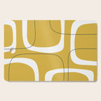 Retro Loops and Dots Midcentury Modern Pattern in Light Mustard, White, and Navy Blue Cutting Board Gallery Image 1