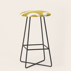 Retro Loops and Dots Midcentury Modern Pattern in Light Mustard, White, and Navy Blue Stool Gallery Image 1