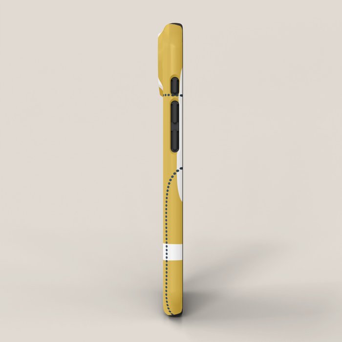 Retro Loops and Dots Midcentury Modern Pattern in Light Mustard, White, and Navy Blue iPhone Case Gallery Image 2