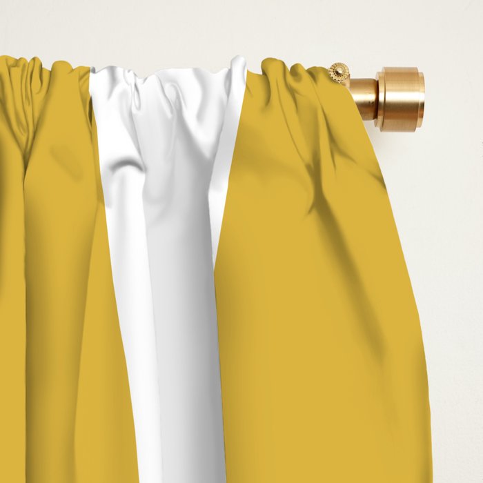 Retro Loops and Dots Midcentury Modern Pattern in Light Mustard, White, and Navy Blue Window Curtain Gallery Image 2