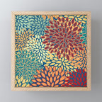 Festive Floral Prints, Red, Teal, Yellow, Orange, Colourful Prints Mini Art Print Gallery Image 1