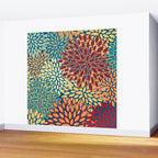 Festive Floral Prints, Red, Teal, Yellow, Orange, Colourful Prints Wall Mural Gallery Image 2