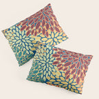 Festive Floral Prints, Red, Teal, Yellow, Orange, Colourful Prints Pillow Sham Gallery Image 3