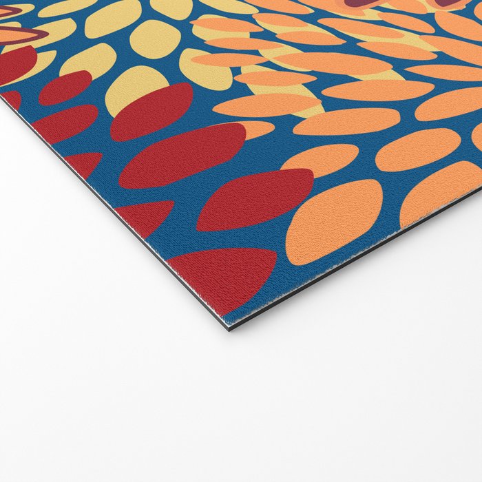 Festive Floral Prints, Red, Teal, Yellow, Orange, Colourful Prints Welcome Mat Gallery Image 2
