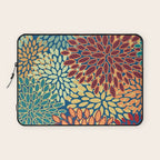 Festive Floral Prints, Red, Teal, Yellow, Orange, Colourful Prints Laptop Sleeve Gallery Image 1