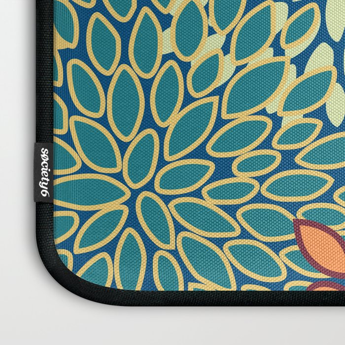 Festive Floral Prints, Red, Teal, Yellow, Orange, Colourful Prints Laptop Sleeve Gallery Image 3