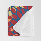 Festive Floral Prints, Red, Teal, Yellow, Orange, Colourful Prints Throw Blanket Gallery Image 3
