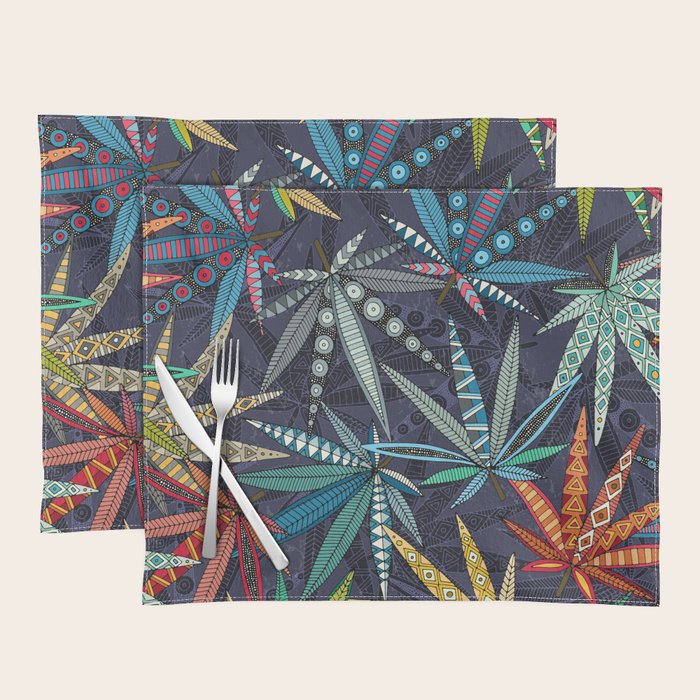 boho weed midnight Placemat Gallery Image 1