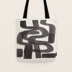 Black Ink Paint Brush Strokes Wiggles Mid Century Modern Tote Bag Gallery Image 1