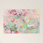 Botanical neo mint pink abstract watercolor floral pattern Welcome Mat Gallery Image 1
