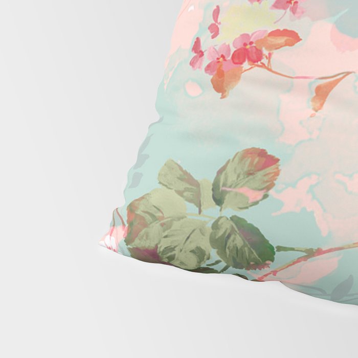 Botanical neo mint pink abstract watercolor floral pattern Pillow Sham Gallery Image 4