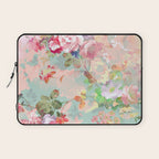 Botanical neo mint pink abstract watercolor floral pattern Laptop Sleeve Gallery Image 1