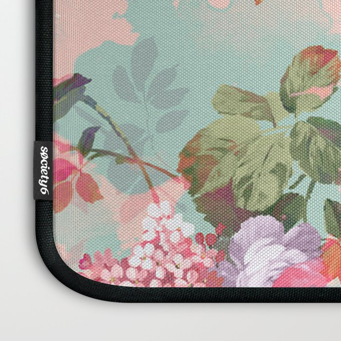 Botanical neo mint pink abstract watercolor floral pattern Laptop Sleeve Gallery Image 3