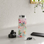 Botanical neo mint pink abstract watercolor floral pattern Water Bottle Gallery Image 4