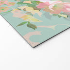 Botanical neo mint pink abstract watercolor floral pattern Welcome Mat Gallery Image 2