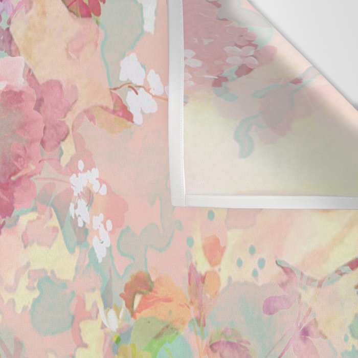 Botanical neo mint pink abstract watercolor floral pattern Wall Tapestry Gallery Image 3