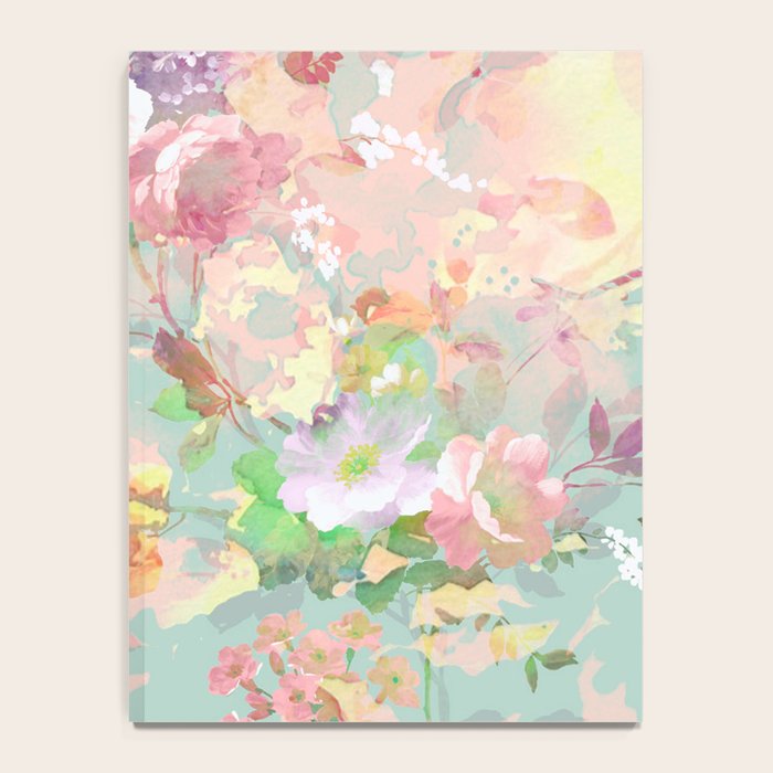 Botanical neo mint pink abstract watercolor floral pattern Notebook Gallery Image 4