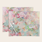 Botanical neo mint pink abstract watercolor floral pattern Placemat Gallery Image 1
