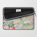 Botanical neo mint pink abstract watercolor floral pattern Laptop Sleeve Gallery Image 2