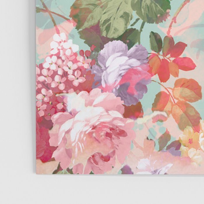 Botanical neo mint pink abstract watercolor floral pattern Poster Gallery Image 3