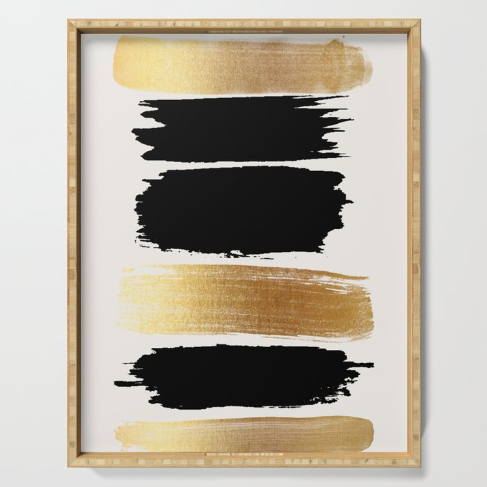 Brush Strokes (Black/Gold) Serving Tray Gallery Image 1