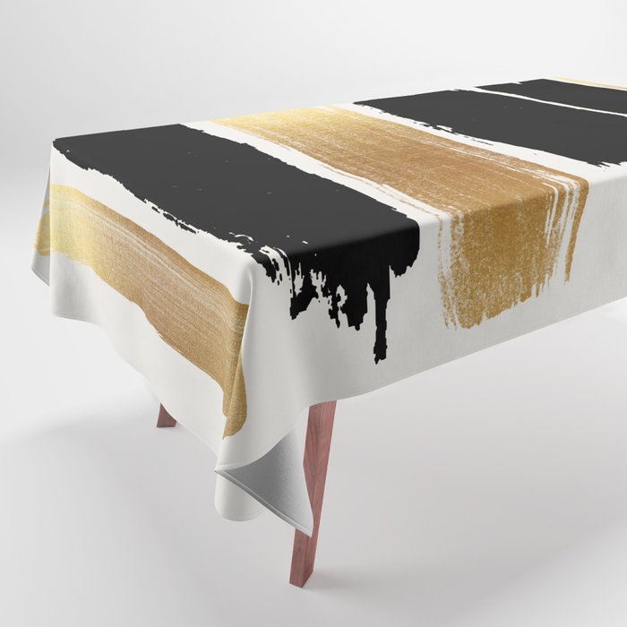 Brush Strokes (Black/Gold) Tablecloth Gallery Image 1