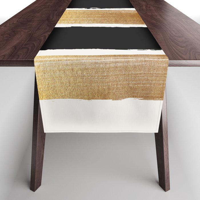 Brush Strokes (Black/Gold) Table Runner Gallery Image 1