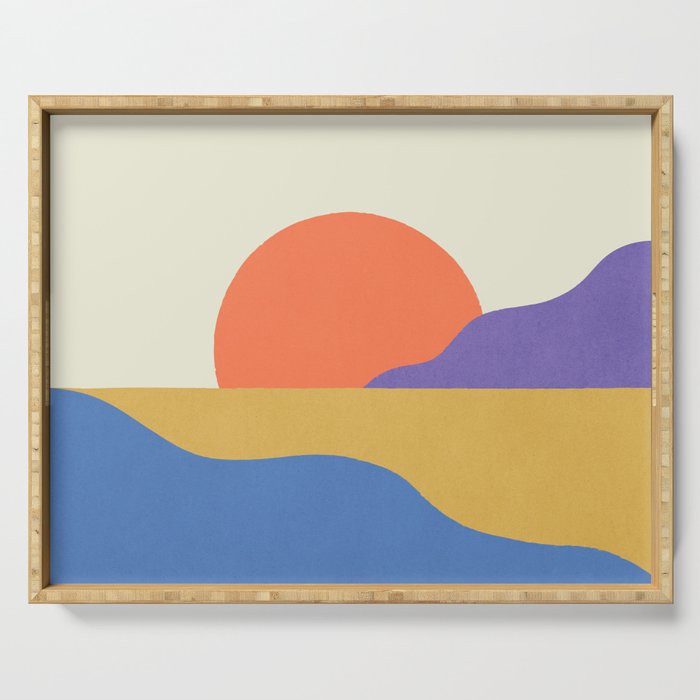 Sunset Island - Vibrant Colors Serving Tray Gallery Image 1