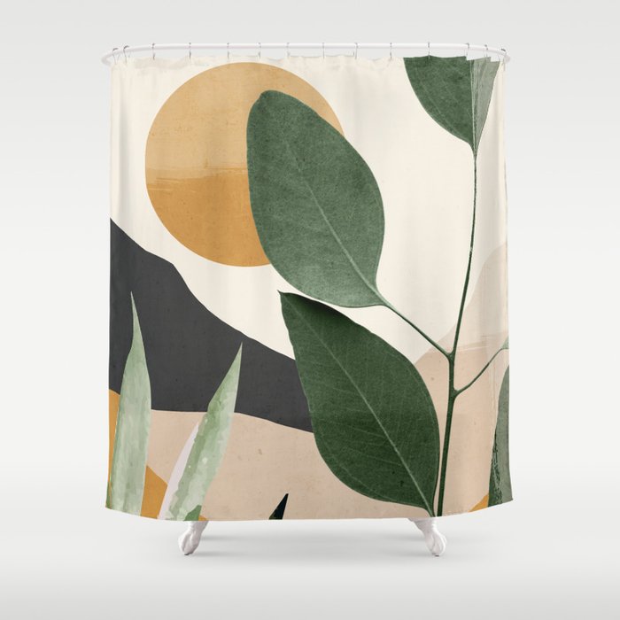 Abstract Art Tropical Leaves 8 Shower Curtain Gallery Image 1