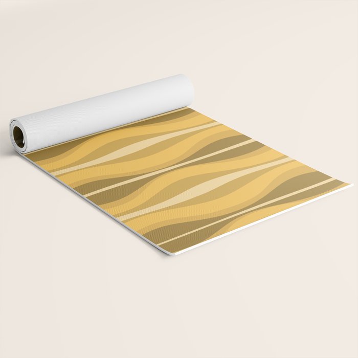 Hourglass Mid-Century Modern Abstract Pattern Honey Mustard Yellow Yoga Mat Gallery Image 2