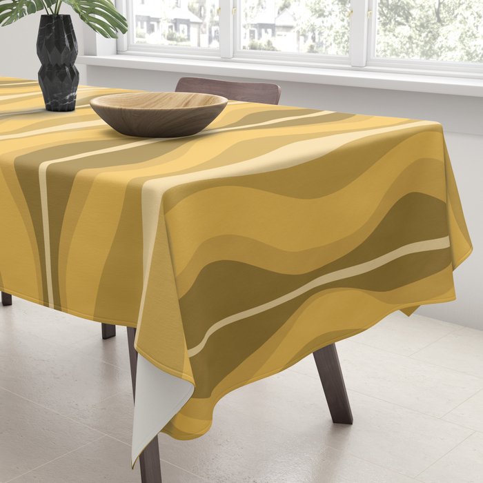 Hourglass Mid-Century Modern Abstract Pattern Honey Mustard Yellow Tablecloth Gallery Image 3