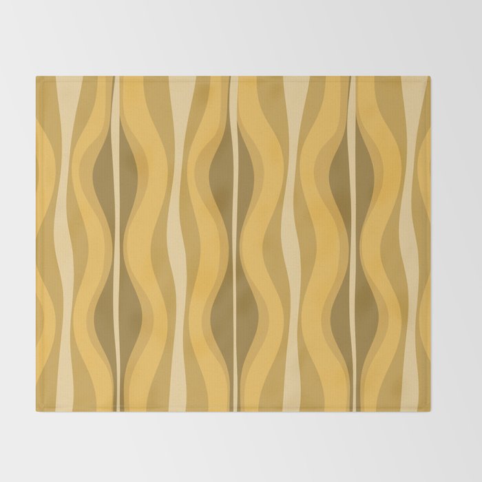 Hourglass Mid-Century Modern Abstract Pattern Honey Mustard Yellow Throw Blanket Gallery Image 2