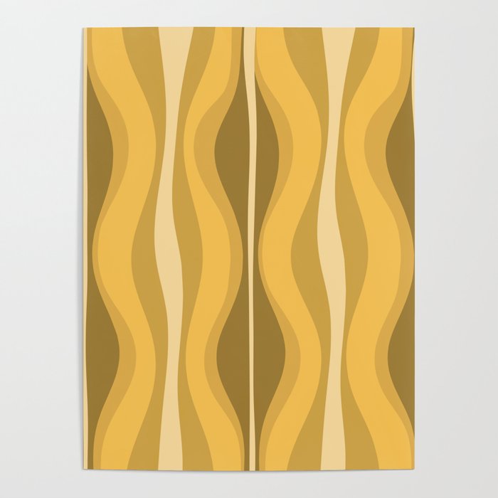 Hourglass Mid-Century Modern Abstract Pattern Honey Mustard Yellow Poster Gallery Image 4