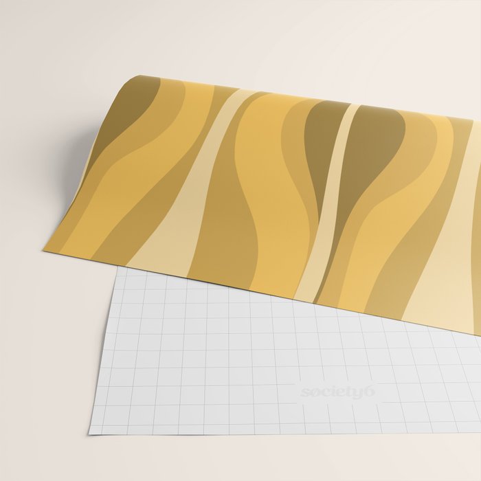 Hourglass Mid-Century Modern Abstract Pattern Honey Mustard Yellow Wrapping Paper Gallery Image 2