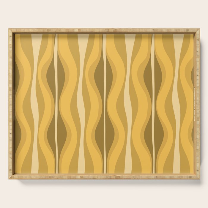 Hourglass Mid-Century Modern Abstract Pattern Honey Mustard Yellow Serving Tray Gallery Image 1