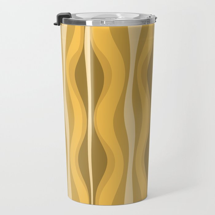 Hourglass Mid-Century Modern Abstract Pattern Honey Mustard Yellow Travel Mug Gallery Image 3
