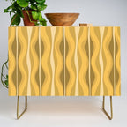 Hourglass Mid-Century Modern Abstract Pattern Honey Mustard Yellow Credenza Gallery Image 1