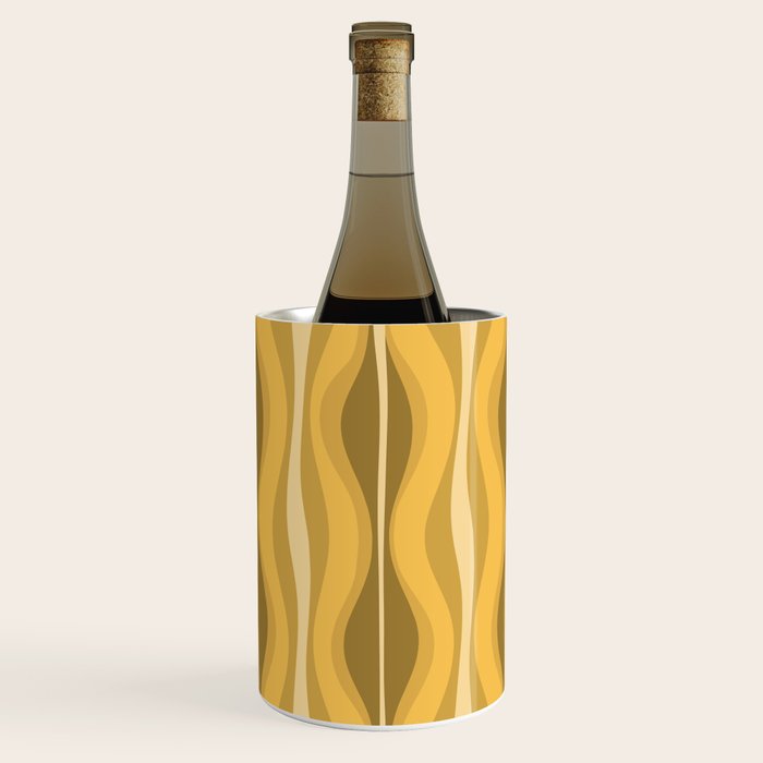 Hourglass Mid-Century Modern Abstract Pattern Honey Mustard Yellow Wine Chiller Gallery Image 1