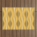 Hourglass Mid-Century Modern Abstract Pattern Honey Mustard Yellow Outdoor Rug Gallery Image 1
