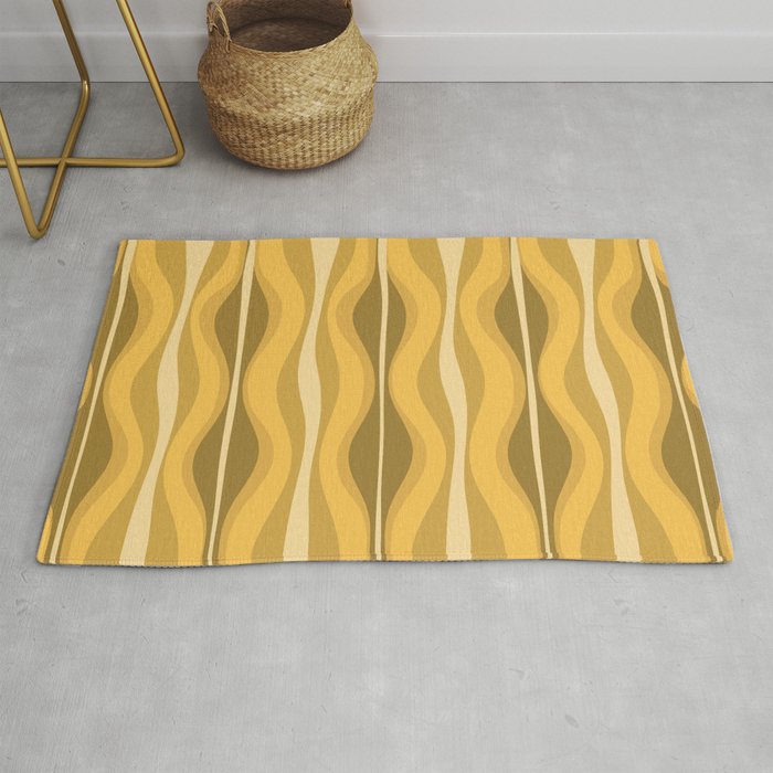Hourglass Mid-Century Modern Abstract Pattern Honey Mustard Yellow Rug Gallery Image 1