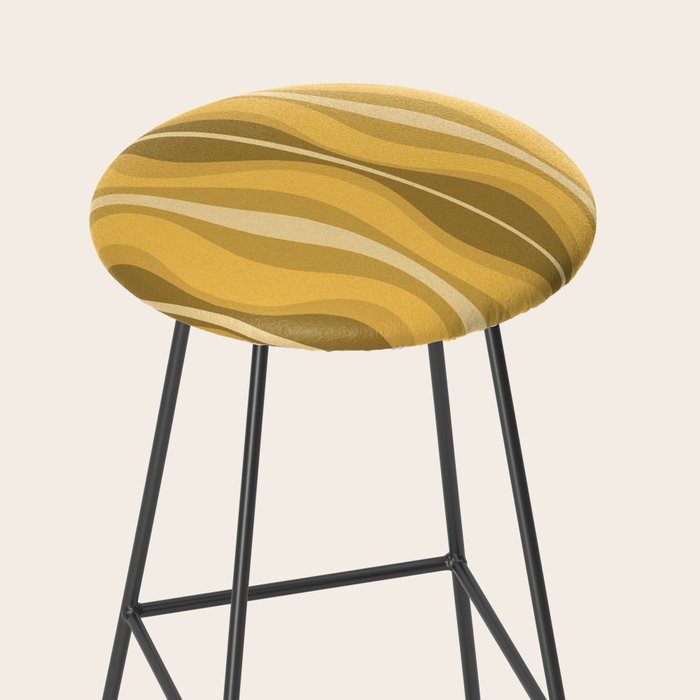 Hourglass Mid-Century Modern Abstract Pattern Honey Mustard Yellow Stool Gallery Image 2