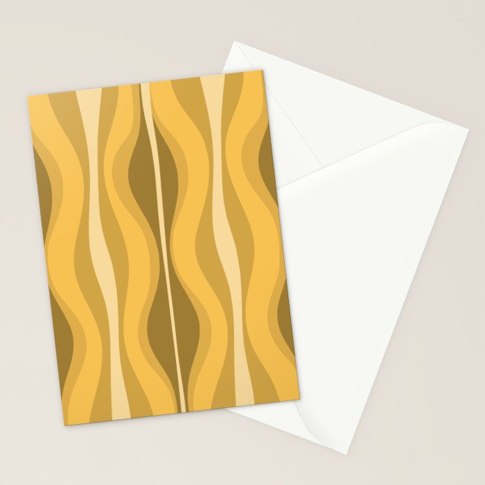 Hourglass Mid-Century Modern Abstract Pattern Honey Mustard Yellow Stationery Card Gallery Image 2