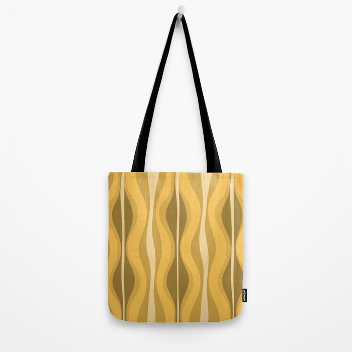 Hourglass Mid-Century Modern Abstract Pattern Honey Mustard Yellow Tote Bag Gallery Image 2
