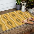 Hourglass Mid-Century Modern Abstract Pattern Honey Mustard Yellow Outdoor Rug Gallery Image 2