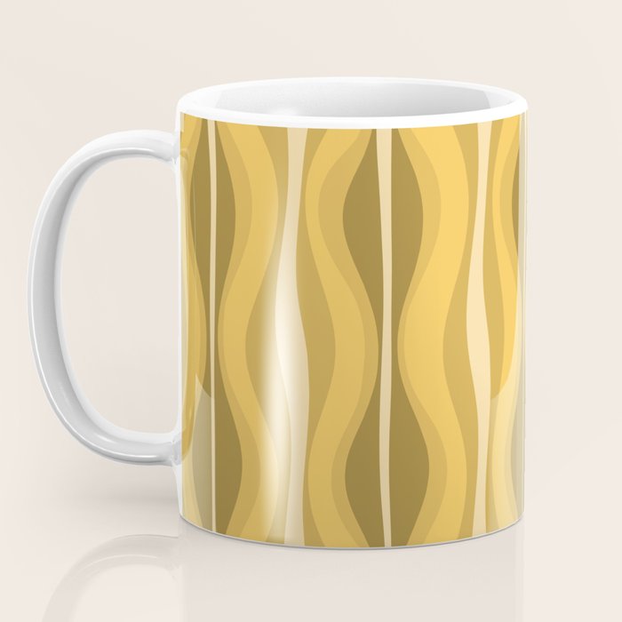 Hourglass Mid-Century Modern Abstract Pattern Honey Mustard Yellow Coffee Mug Gallery Image 3