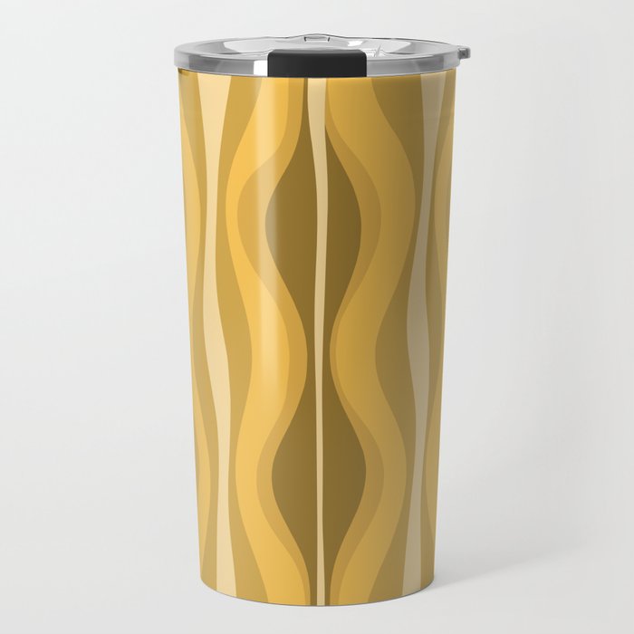 Hourglass Mid-Century Modern Abstract Pattern Honey Mustard Yellow Travel Mug Gallery Image 1